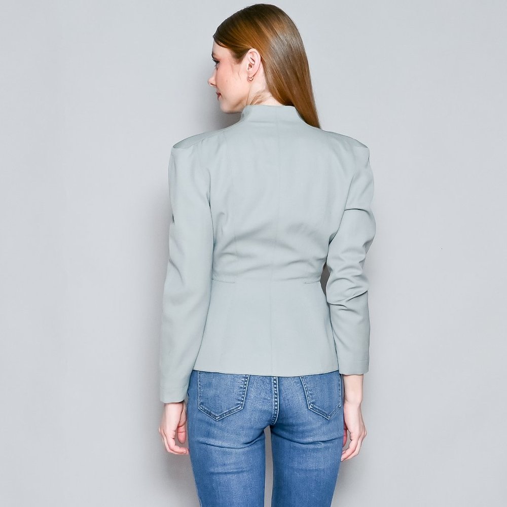 THIERRY MUGLER Vintage Seafoam Wool Structured Blazer - Picture 5 of 14